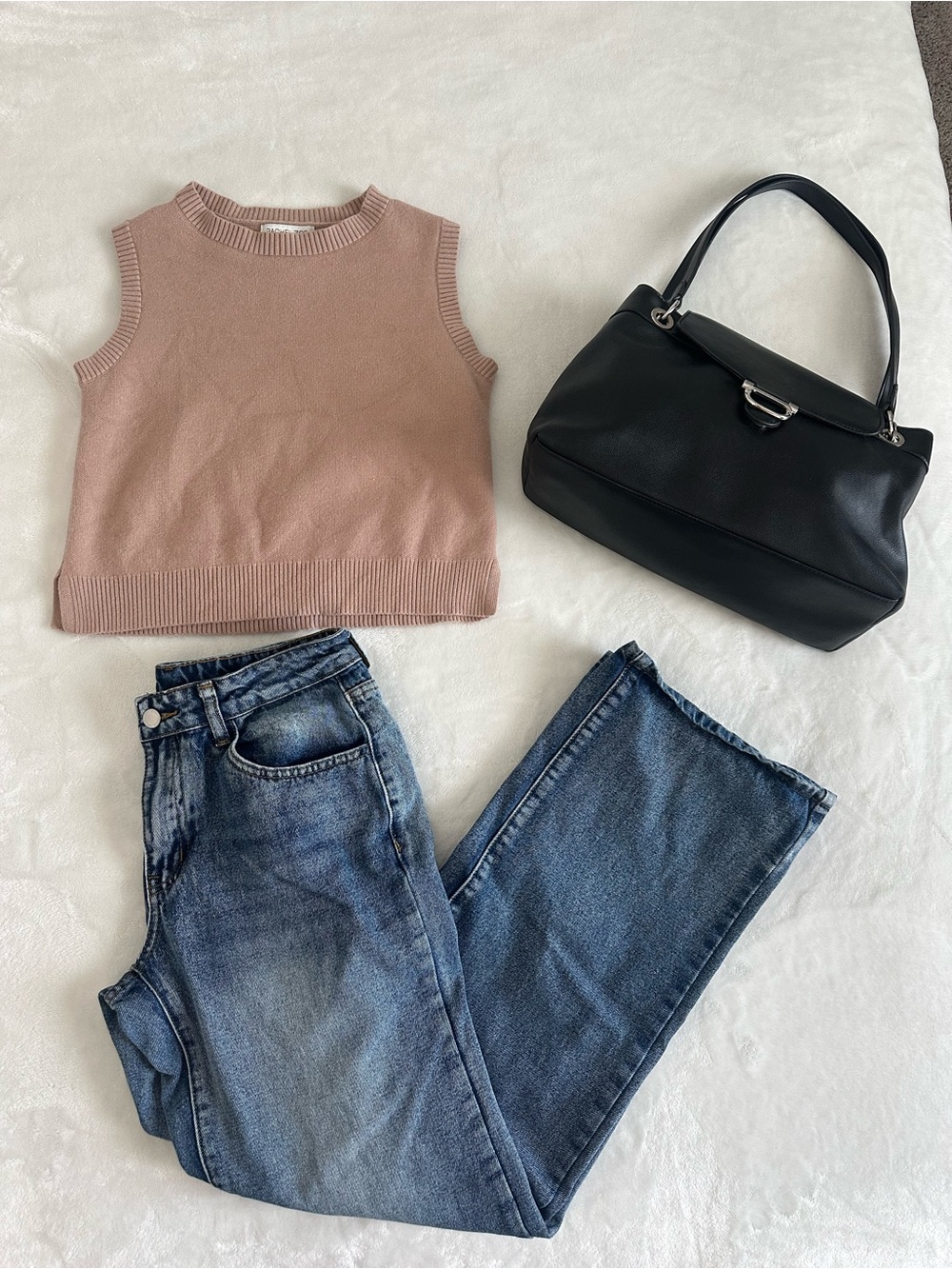 Women’s High-Rise Straight Jeans with Soft Sweater Vest